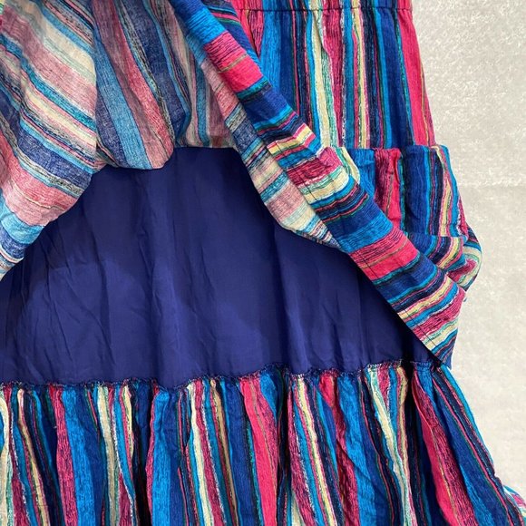 J. Brooks Boutique Woman's XXL Maxi Halter Dress Stripe Ruffles Tie Back New - Picture 7 of 11